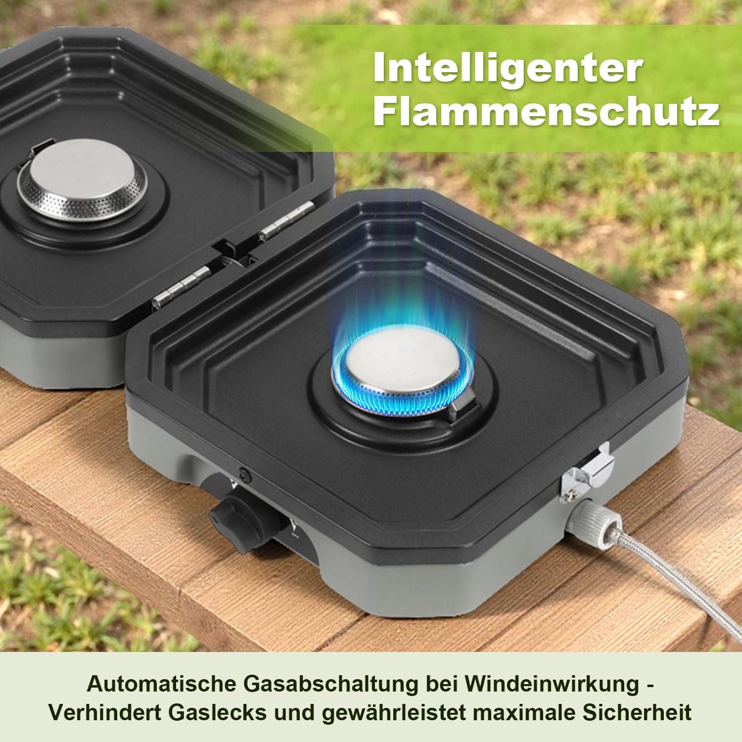 Campingkocher 2in1 Camping-Kocher Faltbarer Gasgrill Kocher Camping Herd Outdoor Gaskartuschen