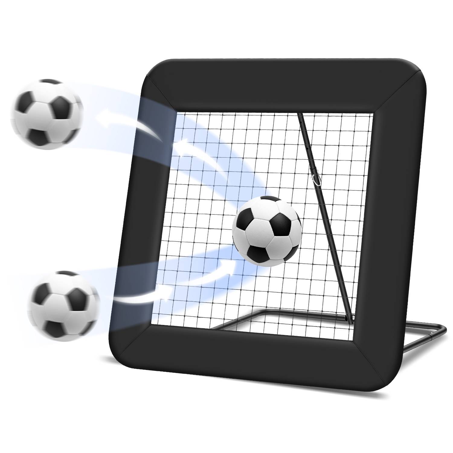 2er Set verstellbares Fußball-Rückprallnetz 1 m mit Stahlfedern, Einzelpfosten und PE-Netz, Winkel 40-110°, Trainingsnetz für Garten und Fußballt