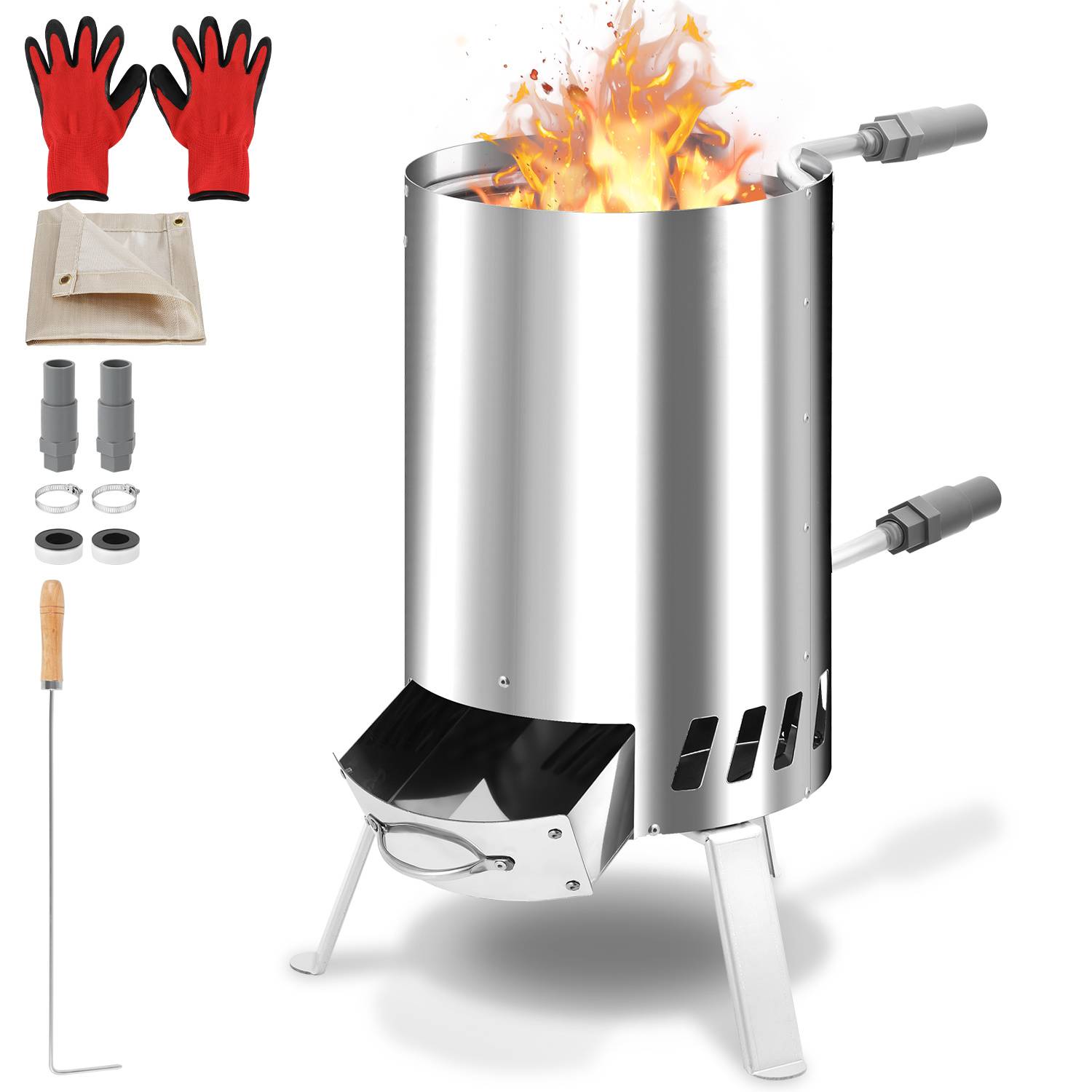 Poolheizung mit Feuer Edelstahl 304 für 32-38 mm Schlauch