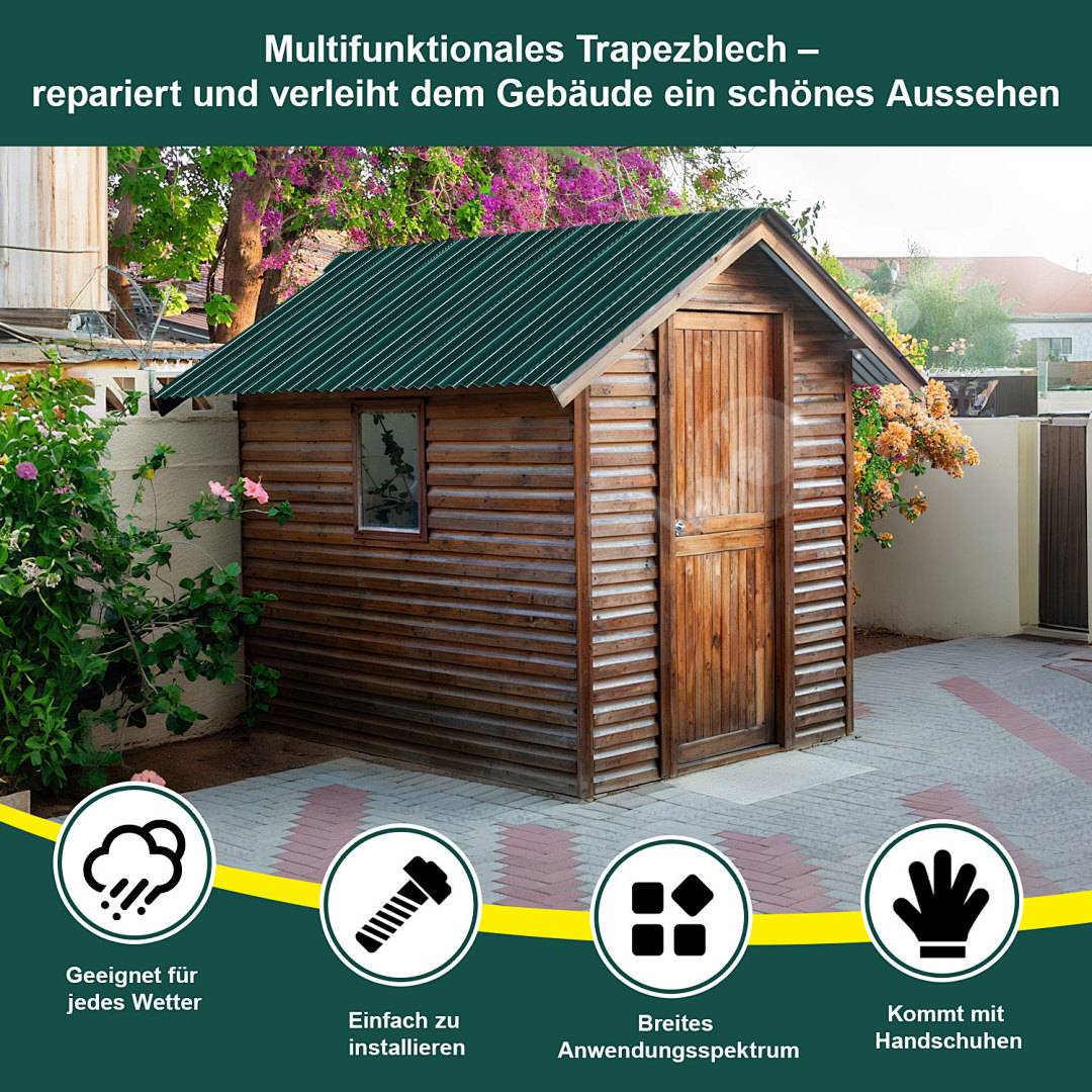 12x Trapezblech Metall Dachplatten für 7.12 m², Stahlblech Profilblech für Carports, Gerätehäuser und Dächer, Wellenprofil Dachblech - Grün
