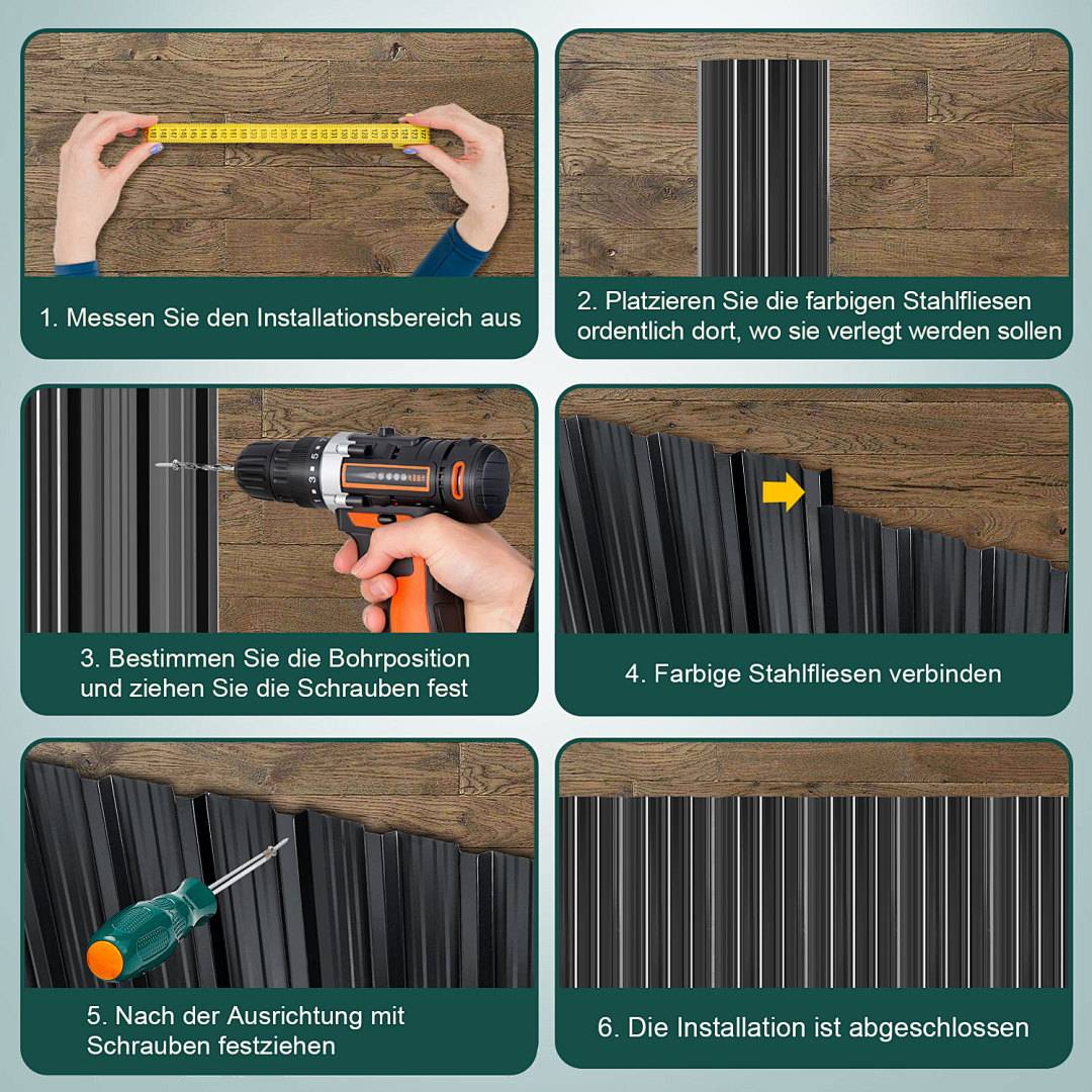 12x Trapezblech Metall Dachplatten für 7.12 m², Stahlblech Profilblech für Carports, Gerätehäuser und Dächer, Wellenprofil Dachblech - Anthrazit