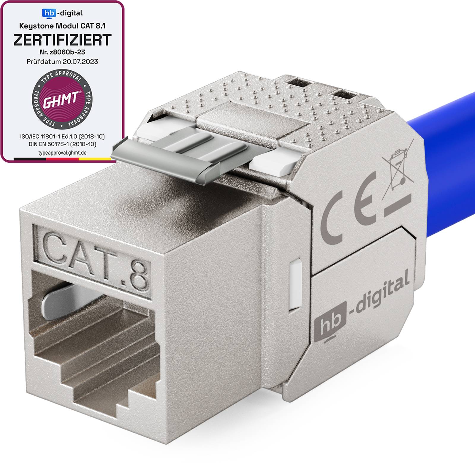 CAT.8 Ethernet-Anschluss mit der Bezeichnung 