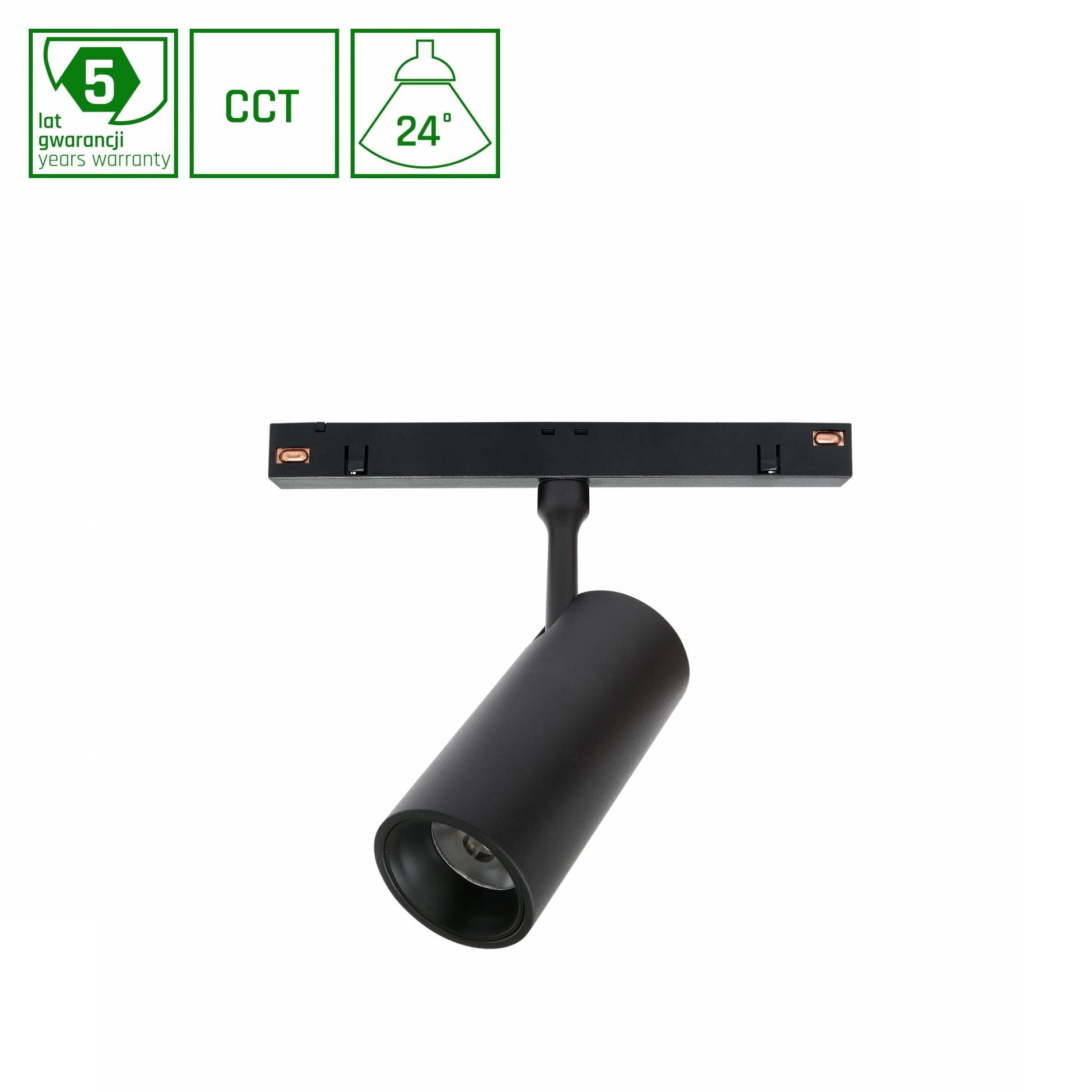 48V LED Schienenleuchte Smart Spot M 10W – Schwarz, 24°, CCT & Dimmbar, Zigbee/Hue