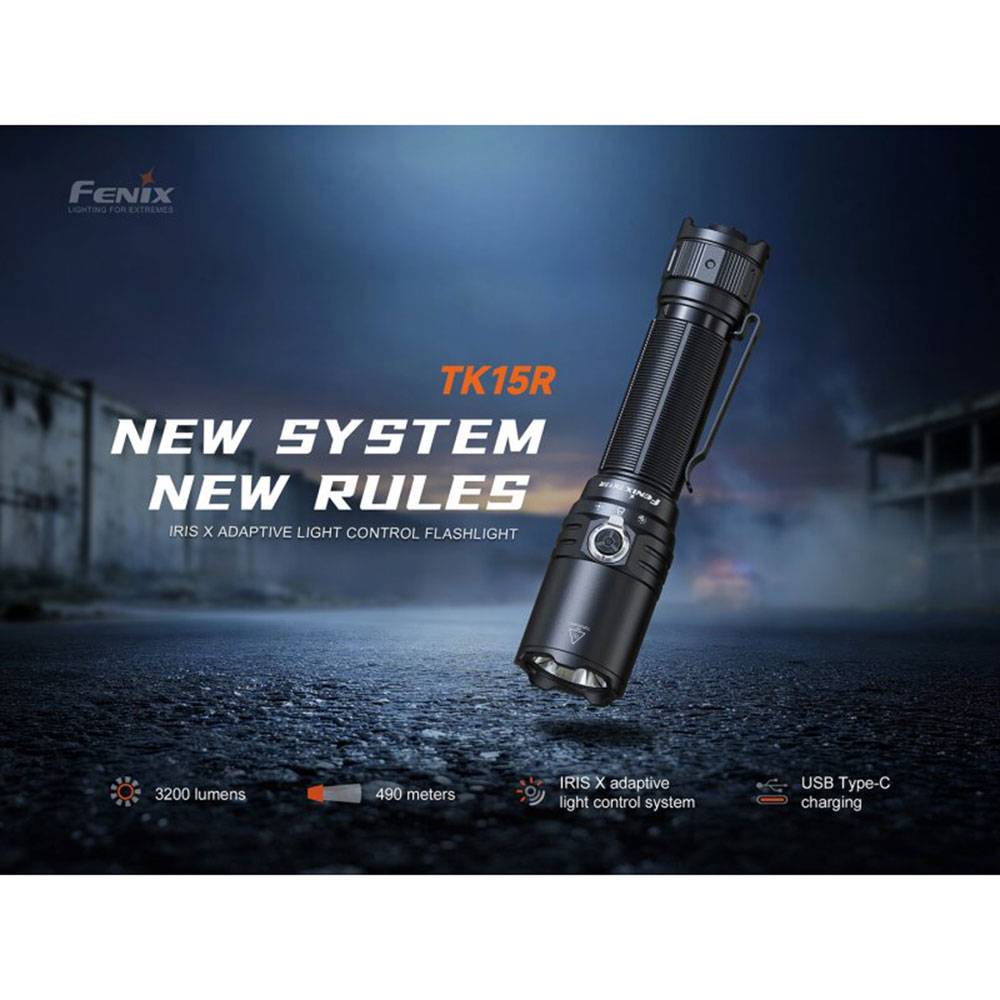 Fenix TK15R IRIS X LED Taschenlampe mit USB Anschluss 3200 Lumen - Schwarz