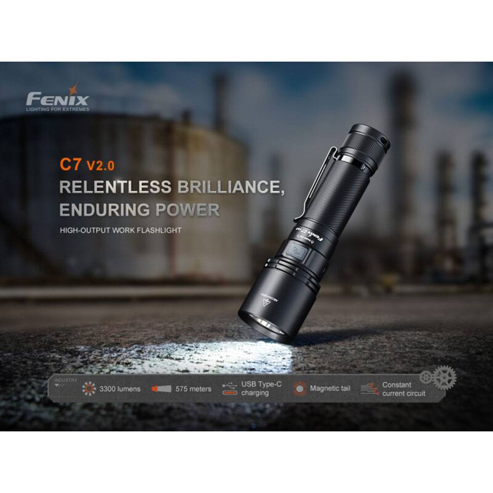 Fenix C7 V2.0 LED Taschenlampe 3300 Lumen - Schwarz