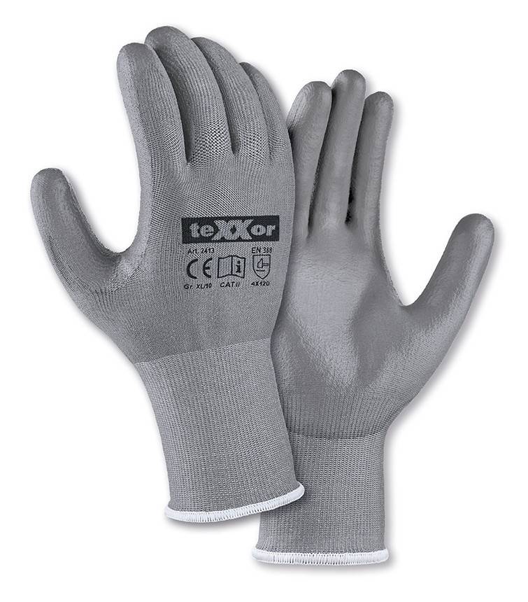 teXXor 2413 Schnittschutz-Strickhandschuhe grau PU-beschichtet Gr7 12-Paar