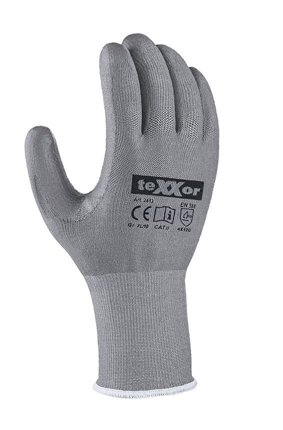 teXXor 2413 Schnittschutz-Strickhandschuhe grau PU-beschichtet Gr7 12-Paar