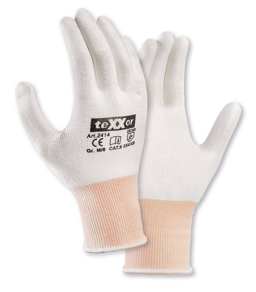 teXXor 2414 Schnittschutz-Strickhandschuhe unbeschichtet weiß Gr8 12-Paar