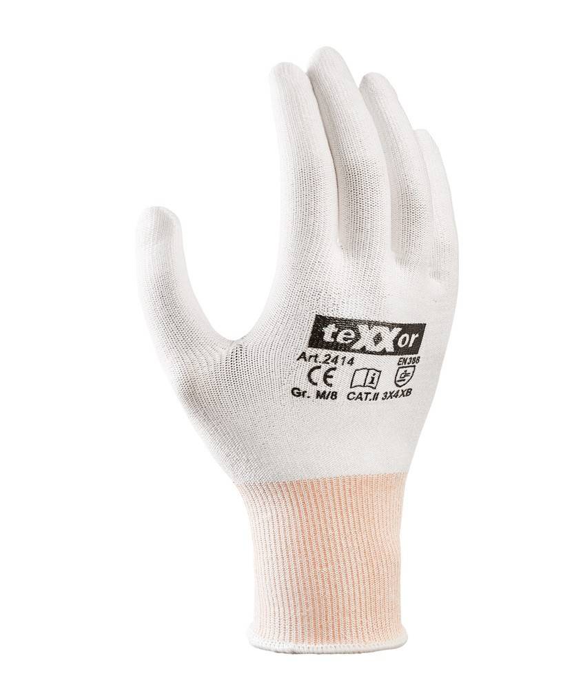 teXXor 2414 Schnittschutz-Strickhandschuhe unbeschichtet weiß Gr8 12-Paar