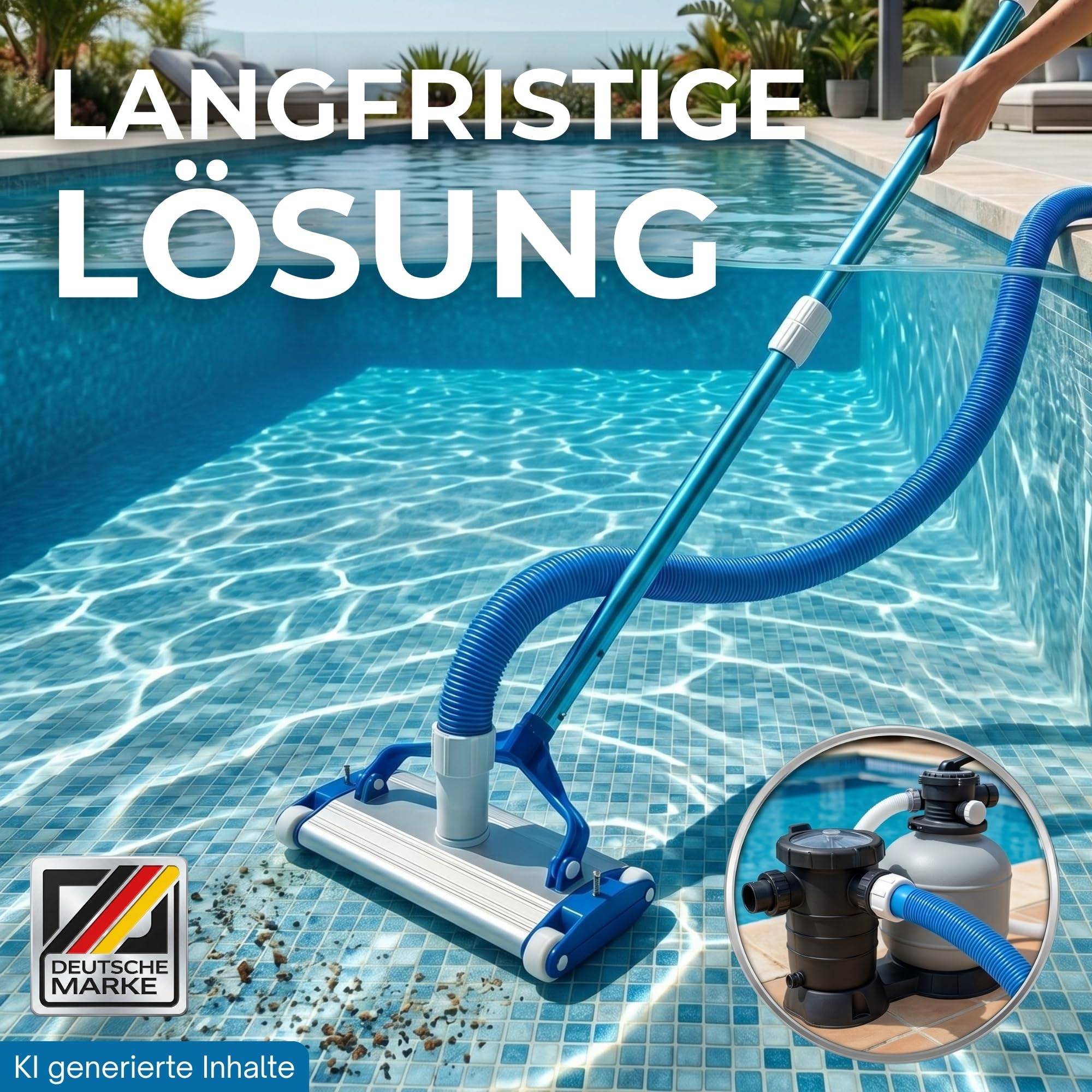Poolsauger Bodensauger Alu Düse mit Schlauch + 2,4m Teleskopstange zur Reinigung von Pool Schwimmbecken Spa Bodenreiniger Saugbürste