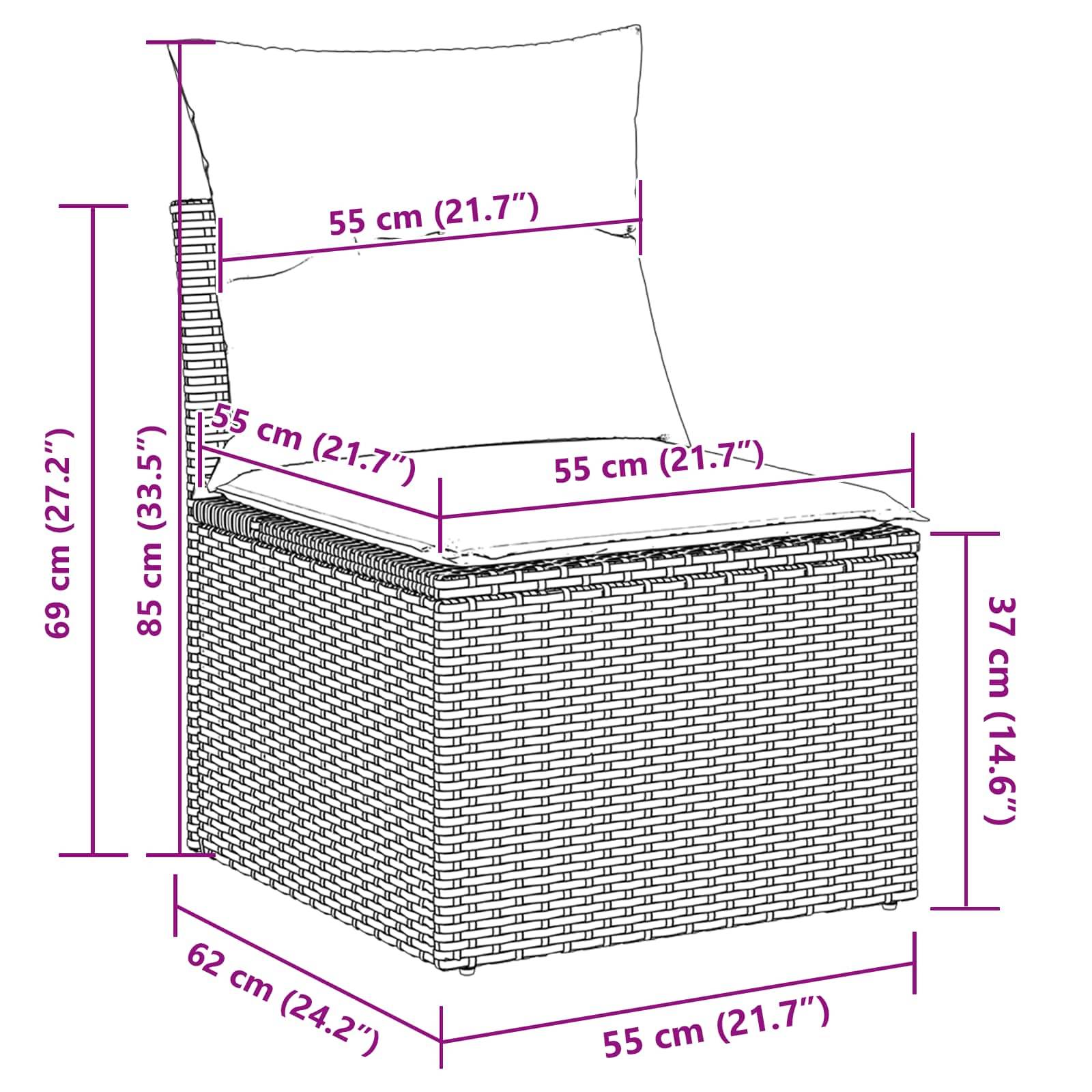 vidaXL Gartensofa-set mit Speicher 7 pcs Schwarz Poly-Rattan