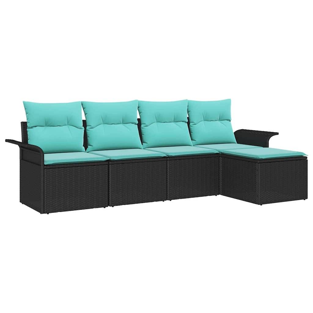 vidaXL Gartensofa-set mit Speicher 5 pcs Schwarz Poly-Rattan