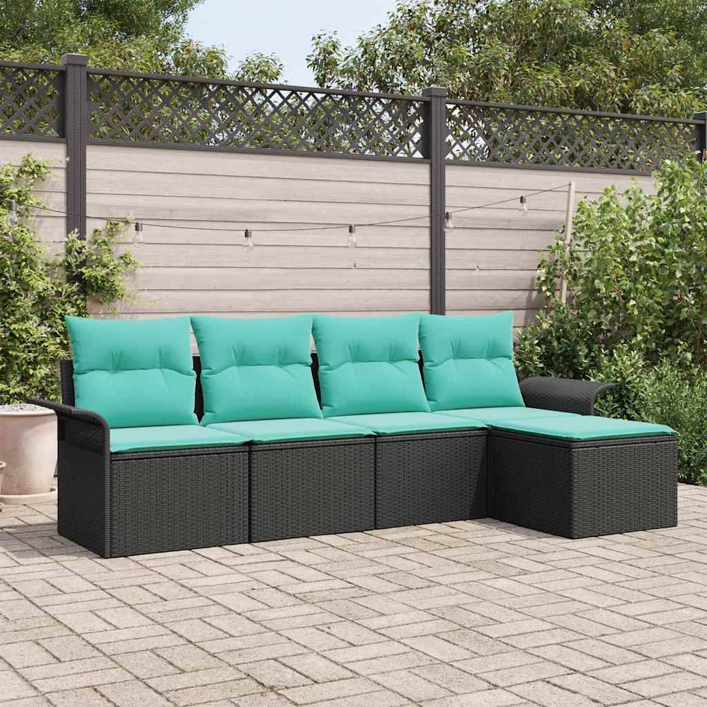 vidaXL Gartensofa-set mit Speicher 5 pcs Schwarz Poly-Rattan