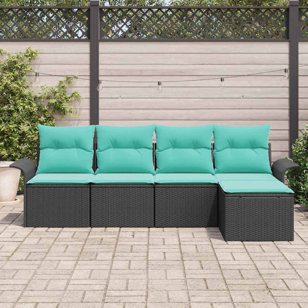 vidaXL Gartensofa-set mit Speicher 5 pcs Schwarz Poly-Rattan
