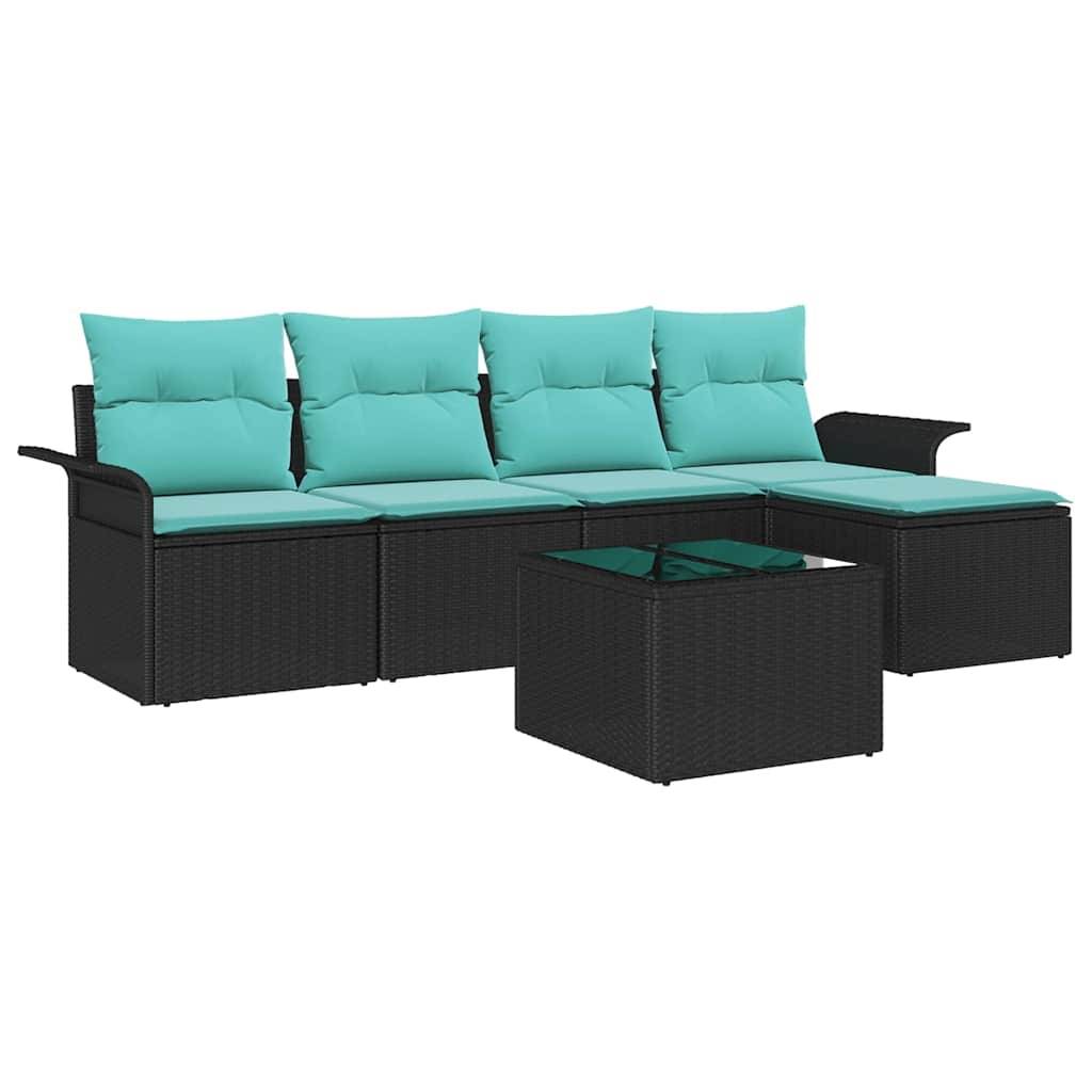 vidaXL Gartensofa-set mit Speicher 6 pcs Schwarz Poly-Rattan