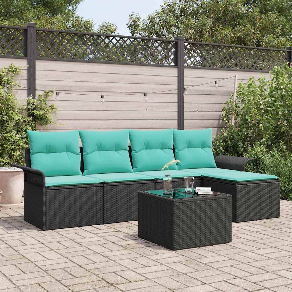 vidaXL Gartensofa-set mit Speicher 6 pcs Schwarz Poly-Rattan