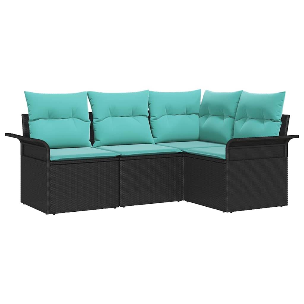 vidaXL Gartensofa-set mit Speicher 4 pcs Schwarz Poly-Rattan