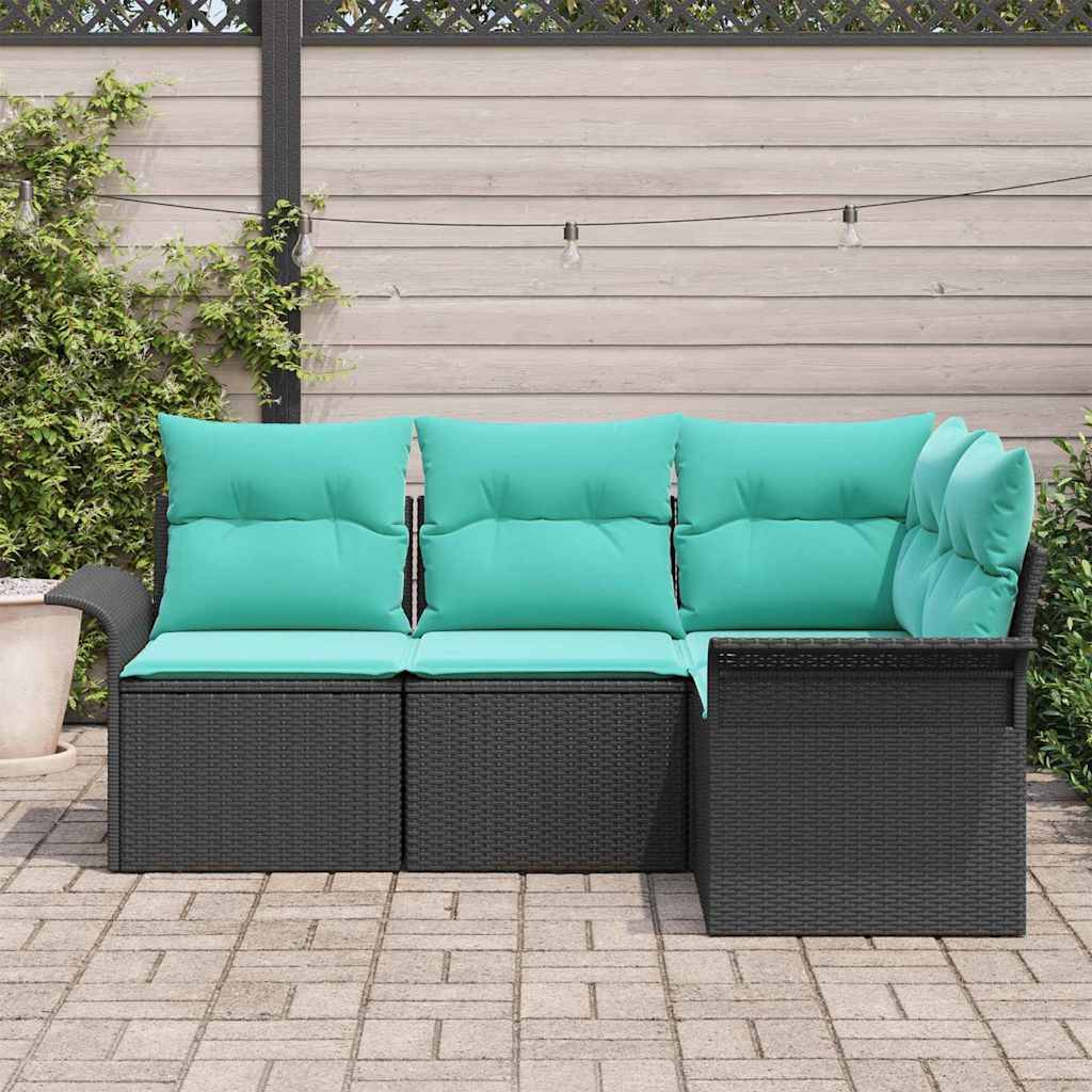 vidaXL Gartensofa-set mit Speicher 4 pcs Schwarz Poly-Rattan