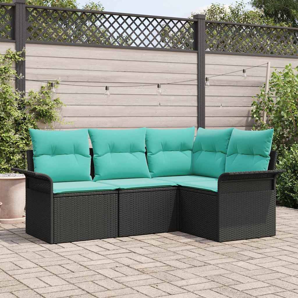 vidaXL Gartensofa-set mit Speicher 4 pcs Schwarz Poly-Rattan