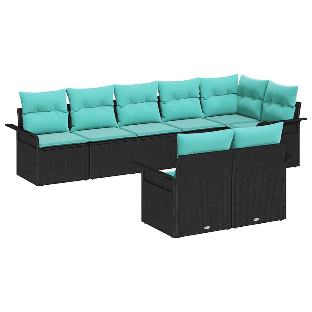 vidaXL Gartensofa-set mit Speicher 8 pcs Schwarz Poly-Rattan