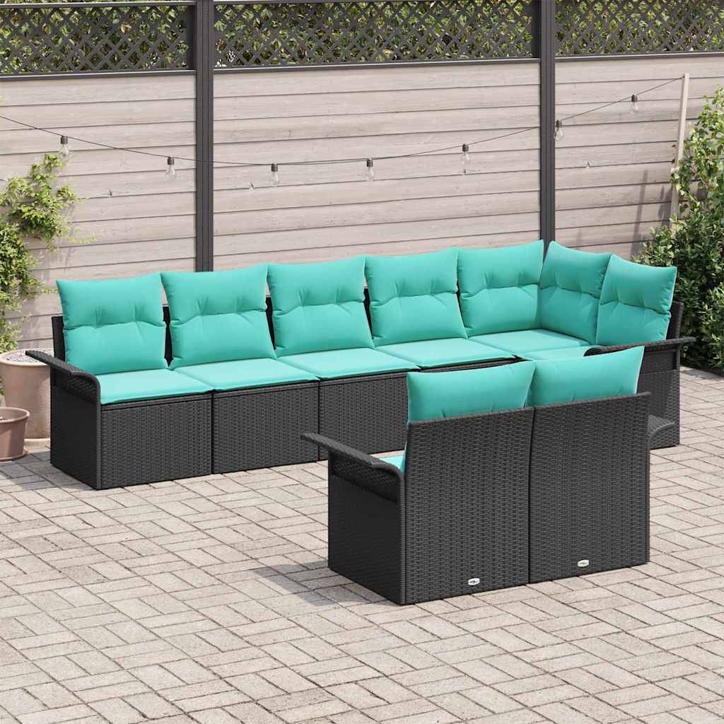 vidaXL Gartensofa-set mit Speicher 8 pcs Schwarz Poly-Rattan