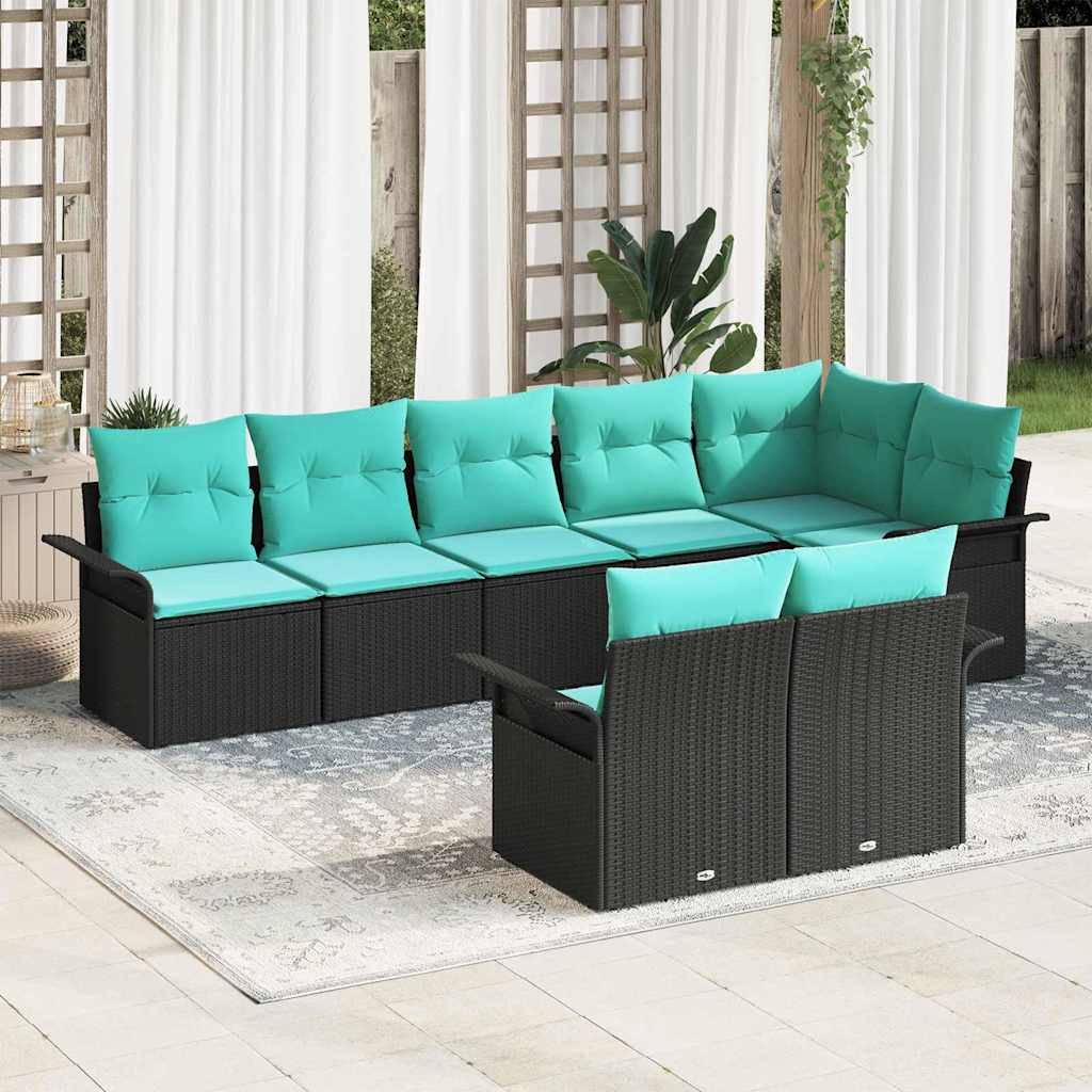 vidaXL Gartensofa-set mit Speicher 8 pcs Schwarz Poly-Rattan