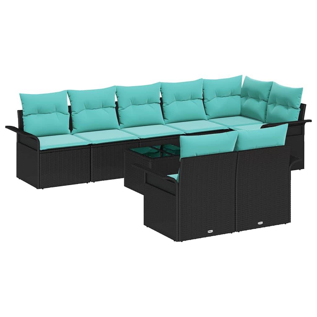 vidaXL Gartensofa-set mit Speicher 9 pcs Schwarz Poly-Rattan