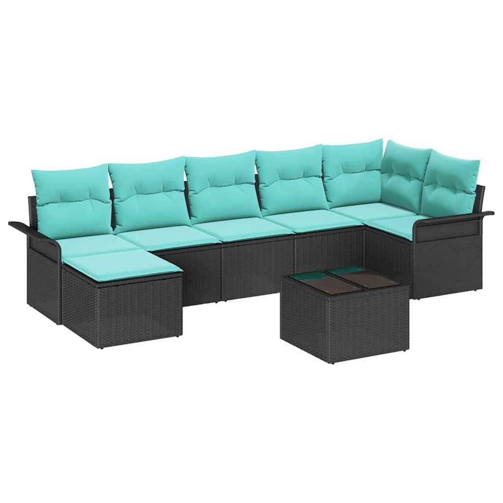 vidaXL Gartensofa-set mit Kissen 8 pcs Schwarz Poly-Rattan