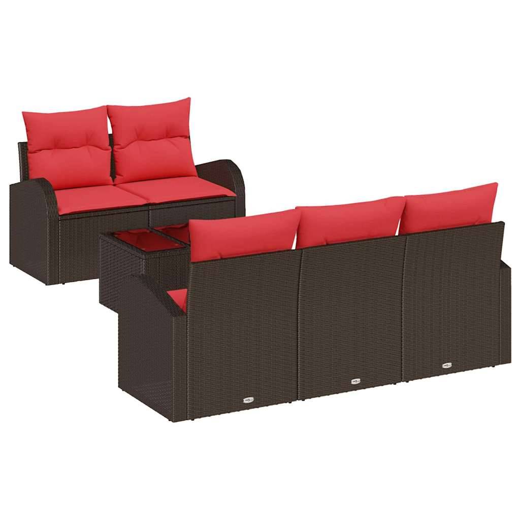 vidaXL Gartensofa-set mit Speicher 6 pcs Beige und Rot Poly-Rattan