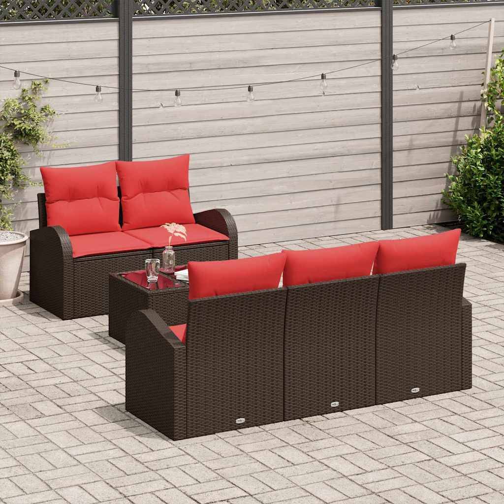 vidaXL Gartensofa-set mit Speicher 6 pcs Beige und Rot Poly-Rattan