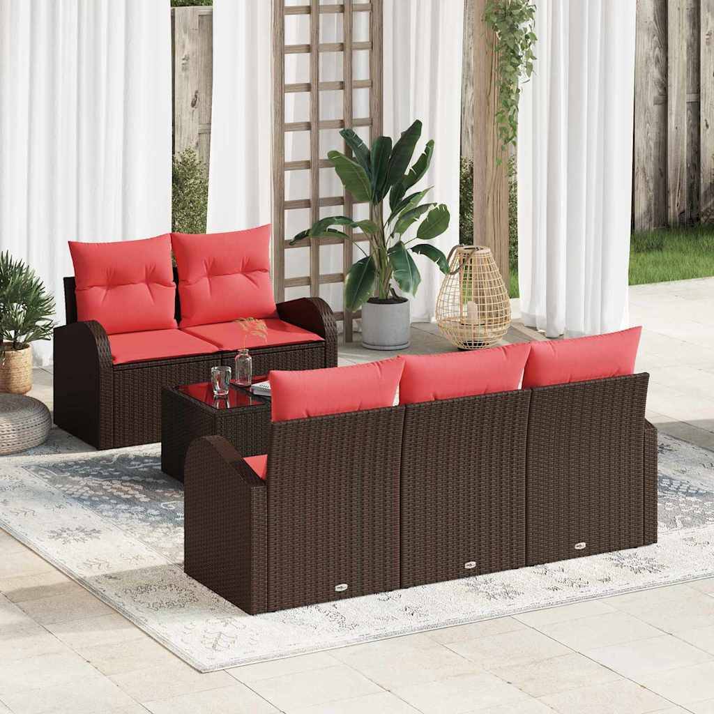 vidaXL Gartensofa-set mit Speicher 6 pcs Beige und Rot Poly-Rattan