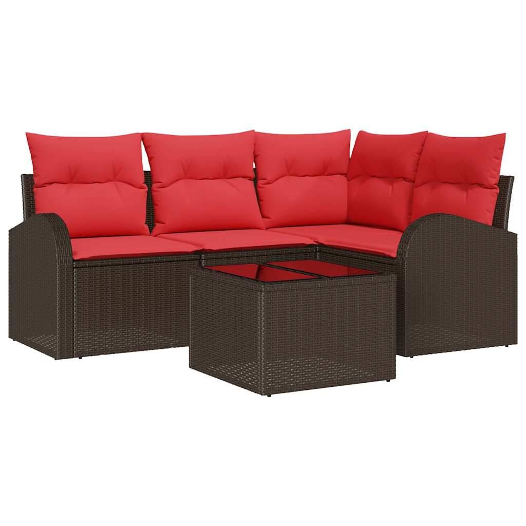 vidaXL Gartensofa-set 5 pcs Braun Poly-Rattan