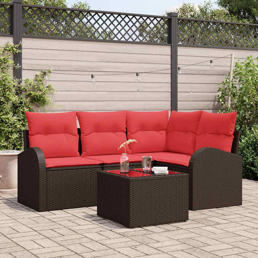 vidaXL Gartensofa-set 5 pcs Braun Poly-Rattan