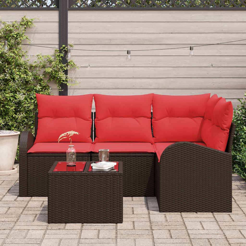 vidaXL Gartensofa-set 5 pcs Braun Poly-Rattan