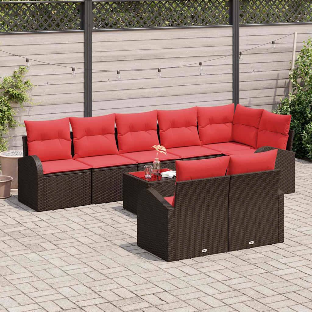 vidaXL Gartensofa-set 9 pcs Braun Poly-Rattan