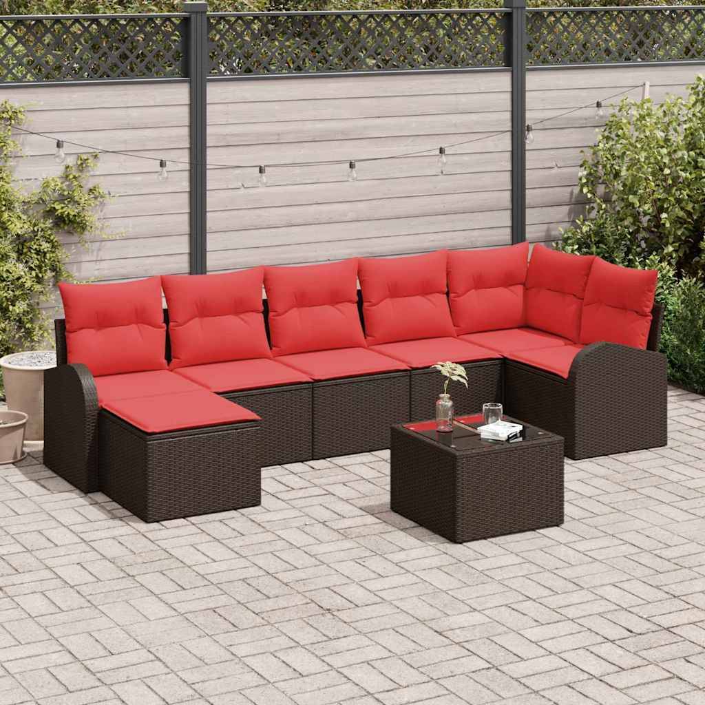 vidaXL Gartensofa-set mit Kissen 8 pcs Braun Poly Rattan