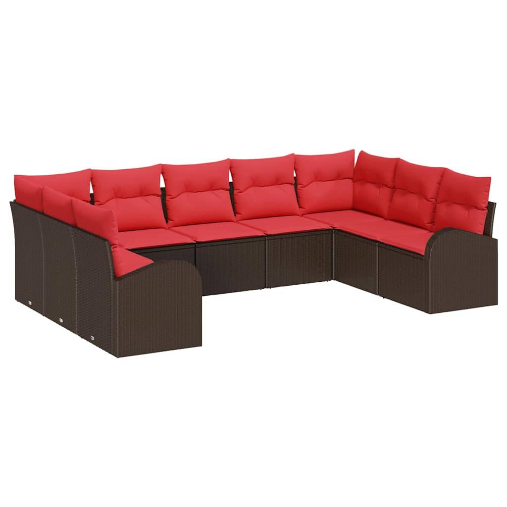 vidaXL Sofa Set mit Kissen Braun Poly Rattan