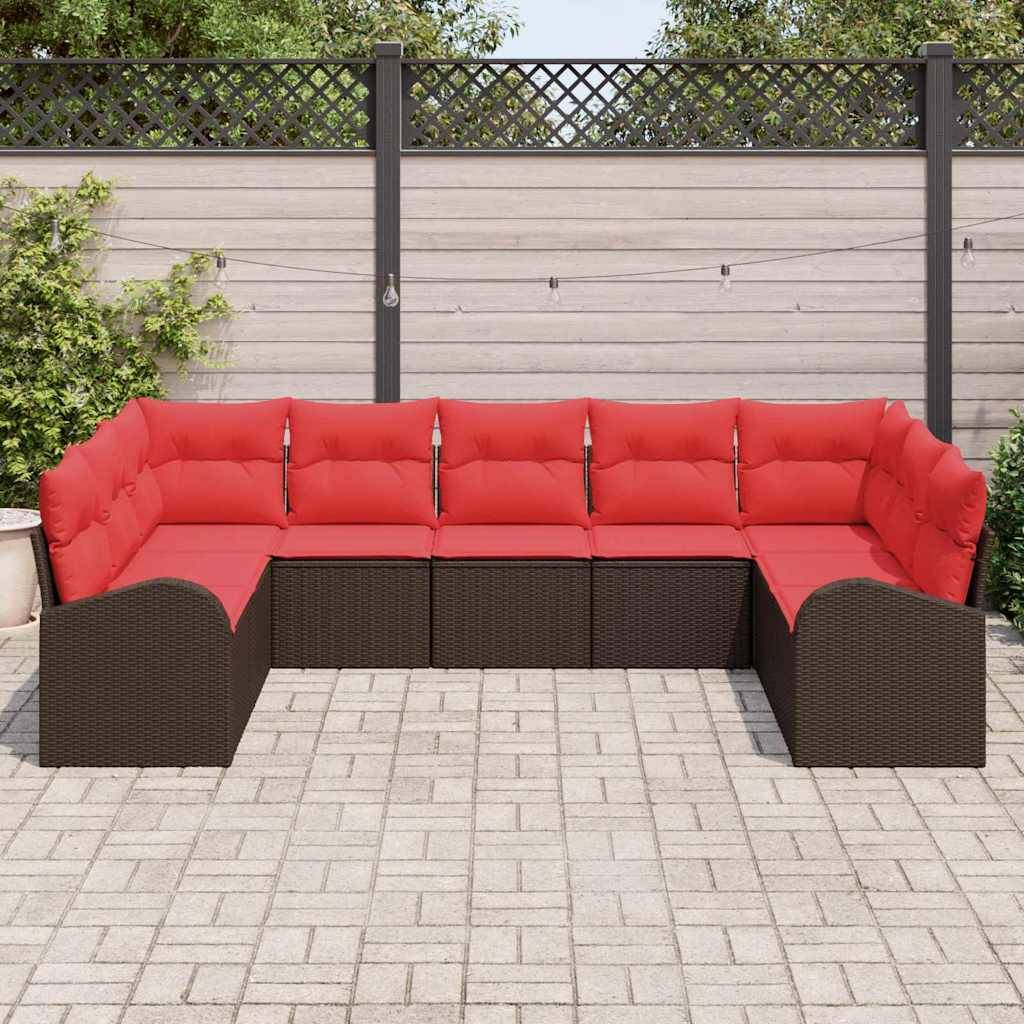 vidaXL Sofa Set mit Kissen Braun Poly Rattan