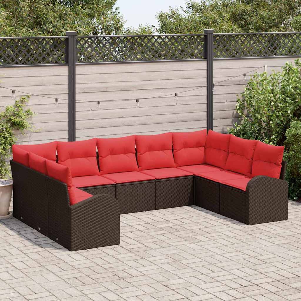 vidaXL Sofa Set mit Kissen Braun Poly Rattan
