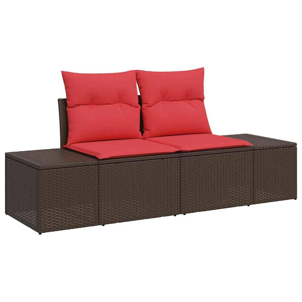 vidaXL Gartensofa-set mit Kissen 11 pcs Braun Poly-Rattan