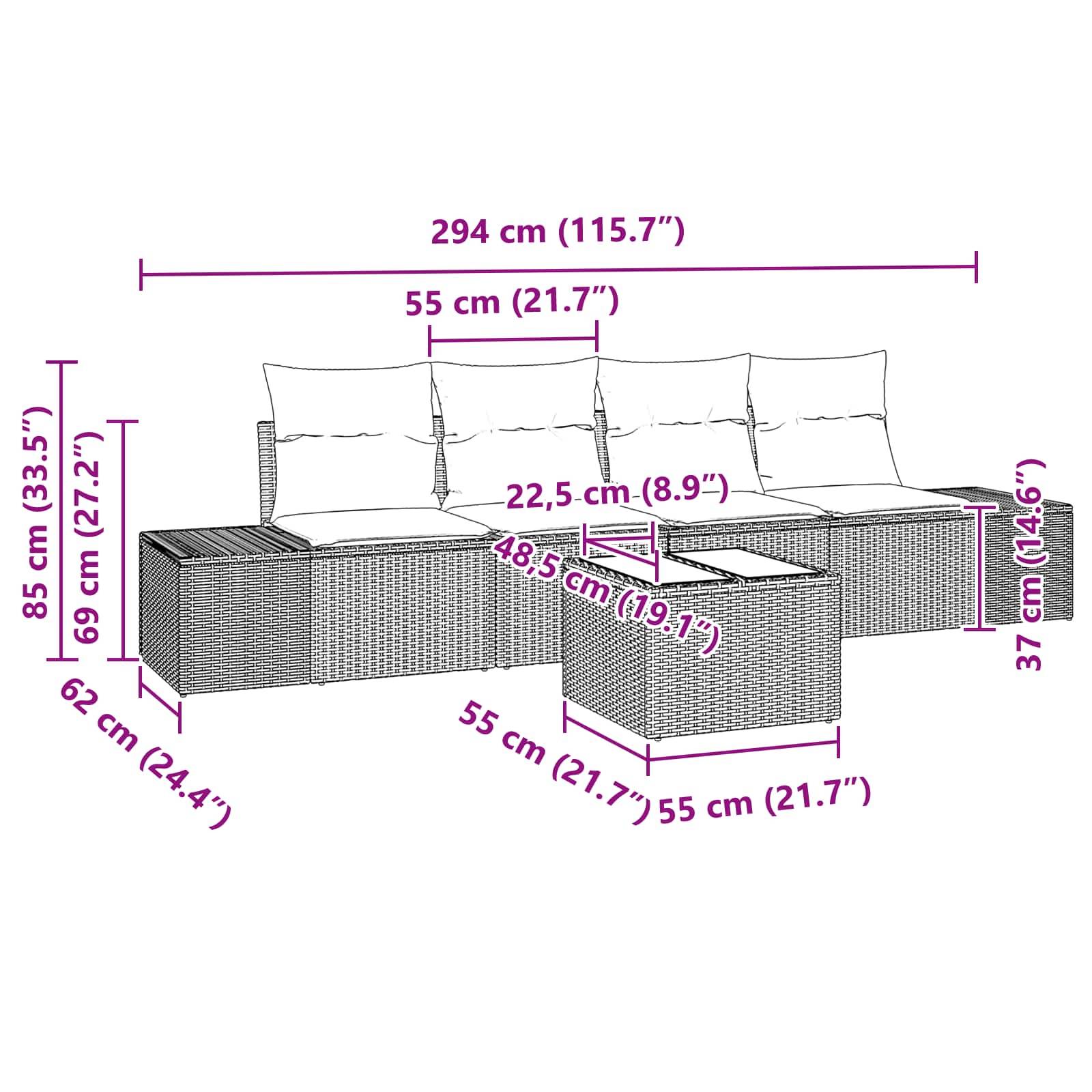 vidaXL Gartensofa-set 5 stk. Beige und Rot Poly-Rattan