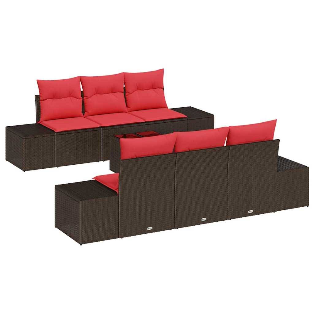 vidaXL Garten-Sofa-Set 8 stk. Beige und Rot Poly-Rattan