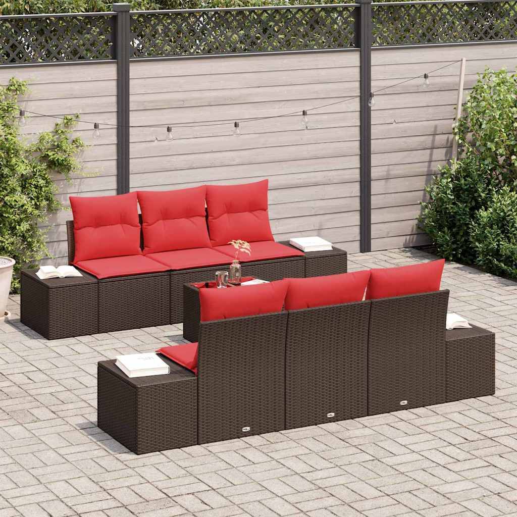 vidaXL Garten-Sofa-Set 8 stk. Beige und Rot Poly-Rattan