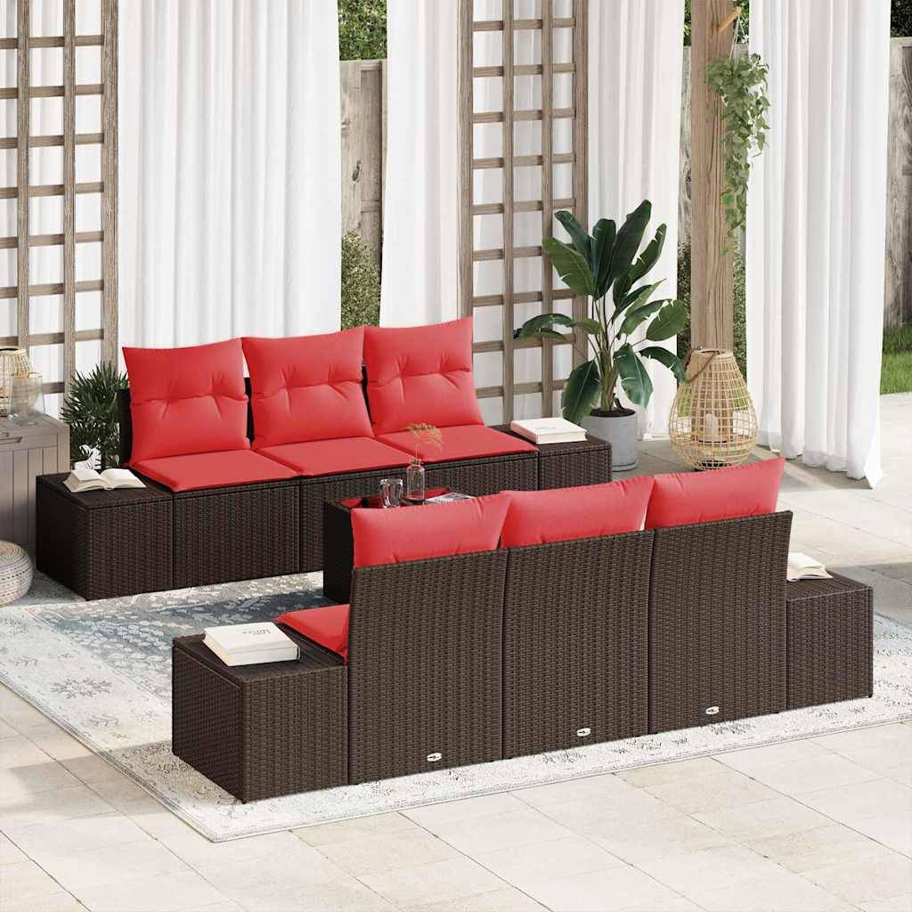 vidaXL Garten-Sofa-Set 8 stk. Beige und Rot Poly-Rattan