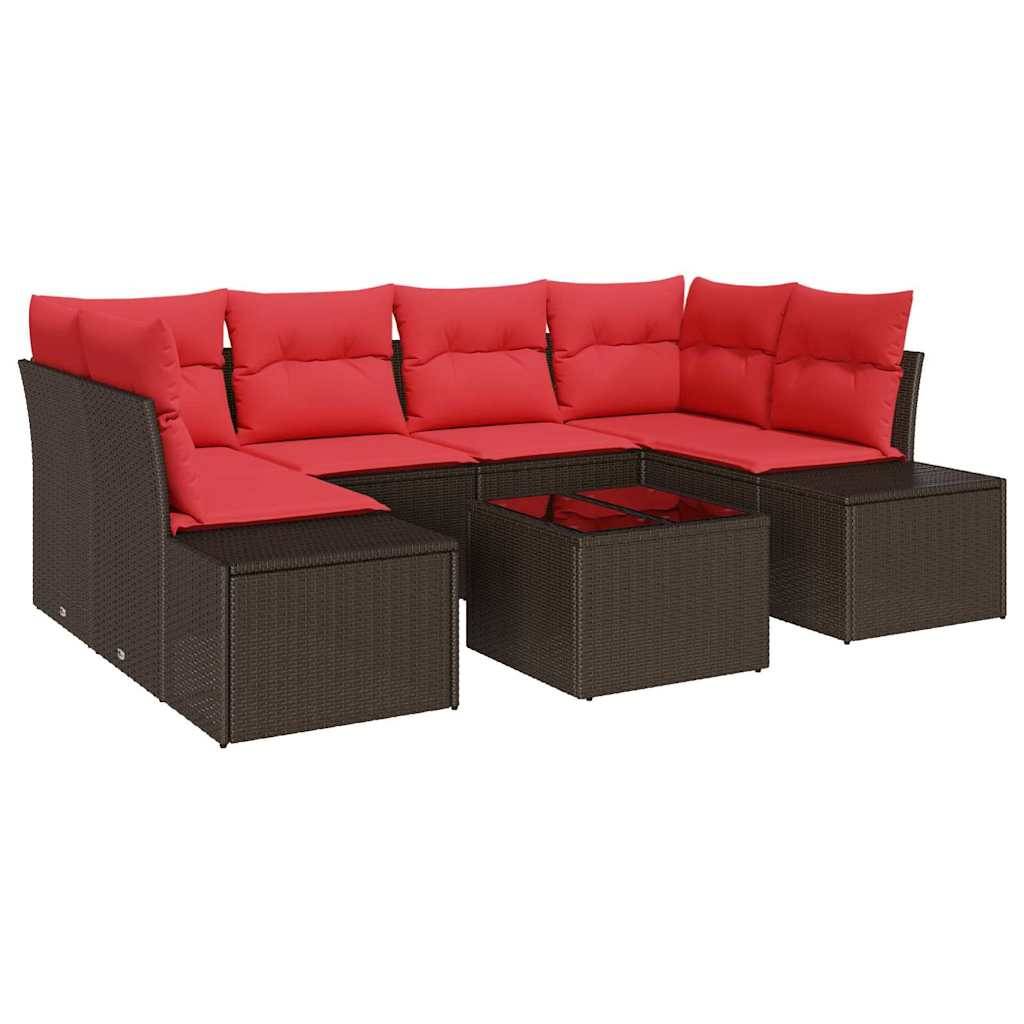 vidaXL Garten-Sofa-Set 8 stk. Beige und Rot Poly-Rattan