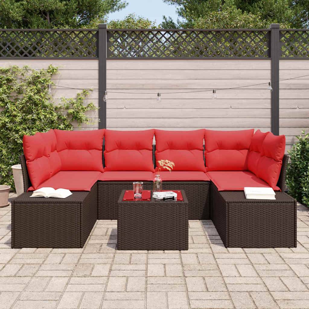 vidaXL Garten-Sofa-Set 8 stk. Beige und Rot Poly-Rattan