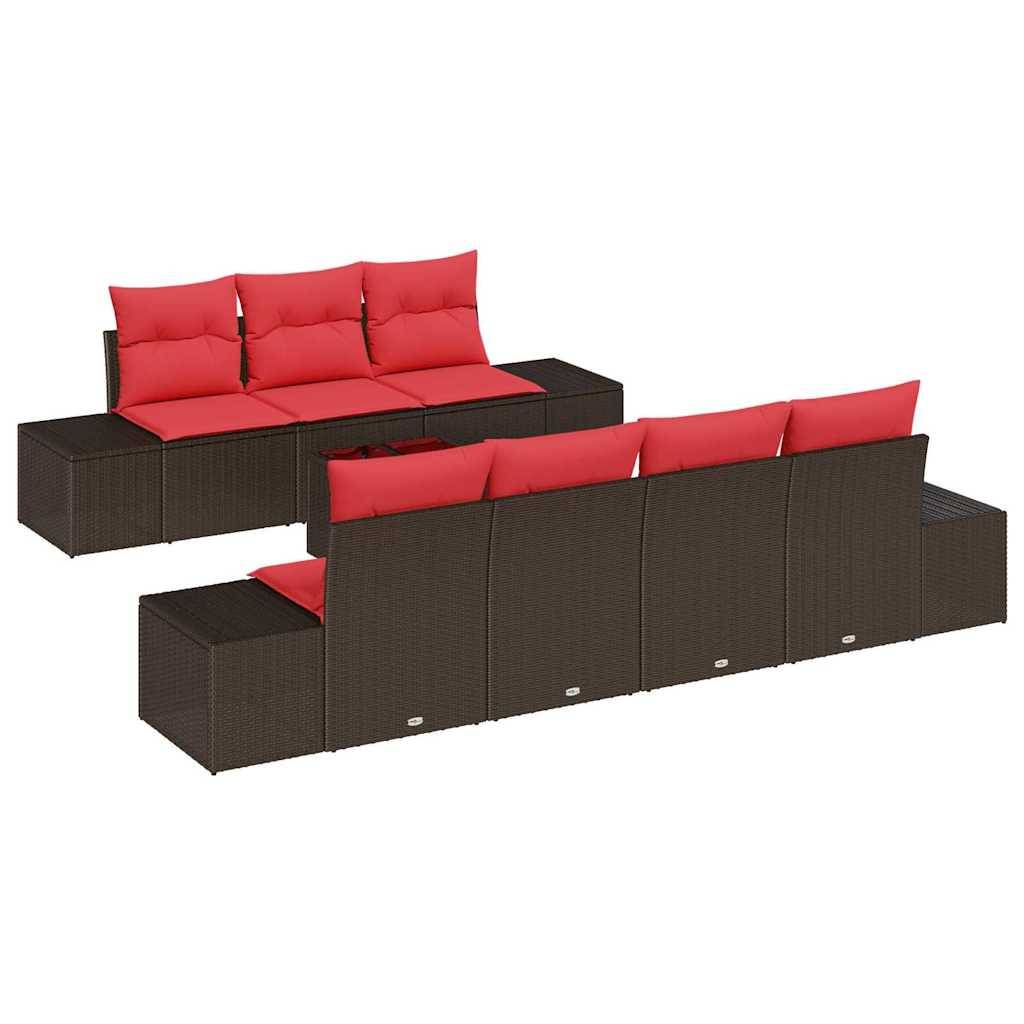 vidaXL Sofa Set mit Kissen 8 pcs Braun Poly Rattan