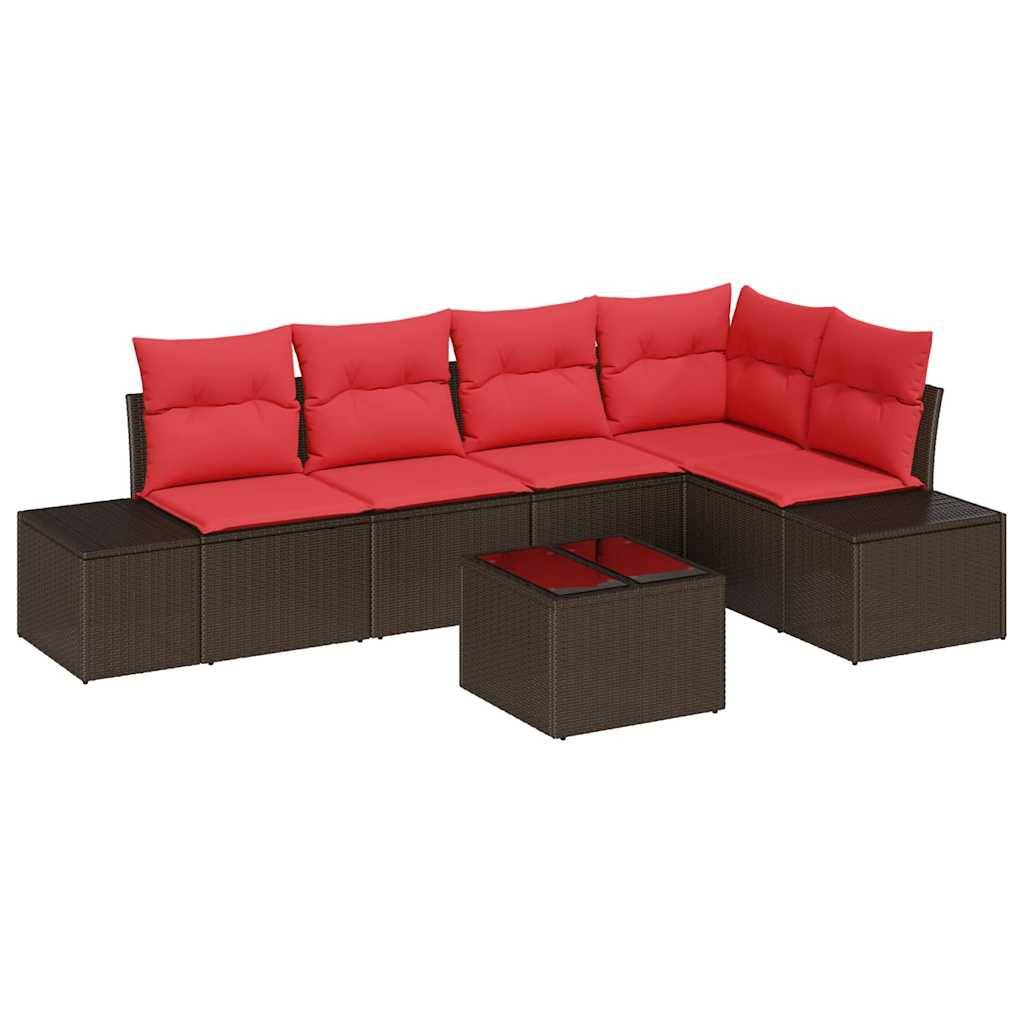 vidaXL Gartensofa-set mit Kissen 6 pcs Braun Poly-Rattan