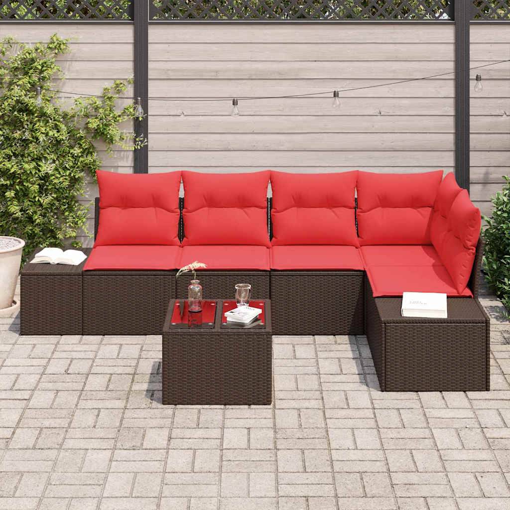 vidaXL Gartensofa-set mit Kissen 6 pcs Braun Poly-Rattan