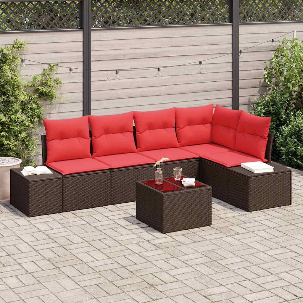 vidaXL Gartensofa-set mit Speicher Braun und Rot Poly-Rattan